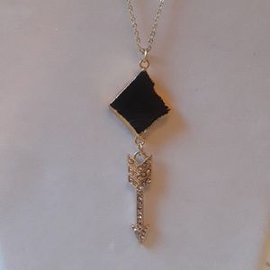 NWT genuine stone and crystal arrow Necklace